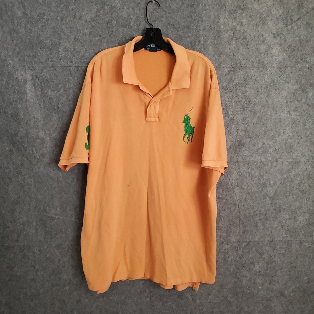 Polo Ralph Lauren Big Pony Polo Shirt Mens 2XL Tall Orange Short Sleeve #3 Solid